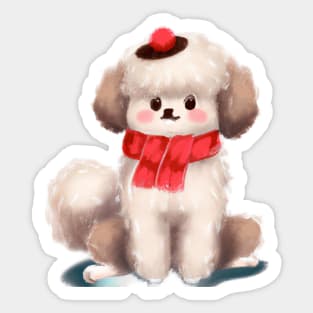 Cute Poodle Drawing Sticker